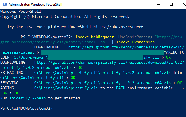 spicetify descărcare comandă powershell descărcare