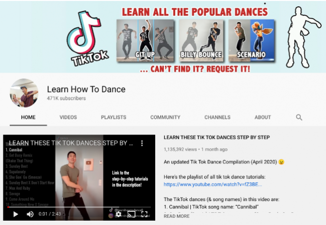 Aflați cum să dansați Canalul YouTube are tutoriale detaliate pentru dansuri fortnite, dansuri tiktok și alte mișcări de dans la modă.