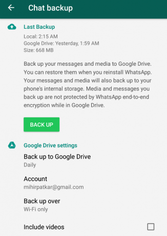 backup de chat WhatsApp