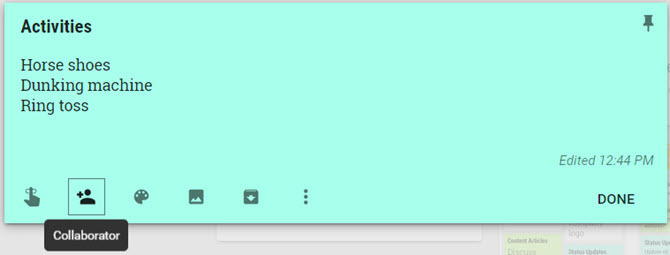 google keep events colaborează