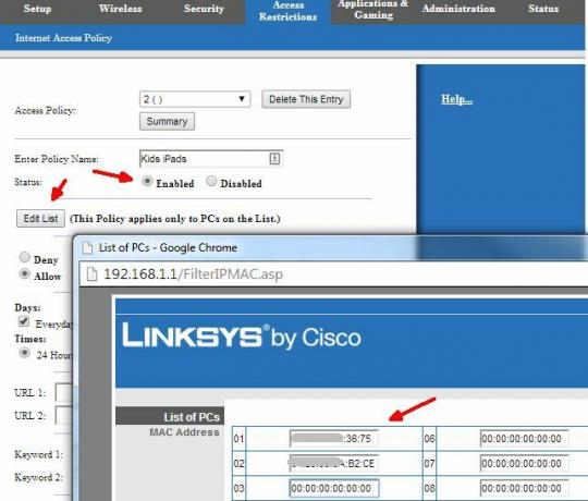 Setați regulile de acces în router