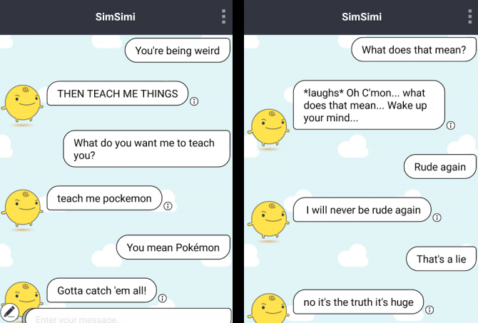 simsimi-chatbot-captură de ecran