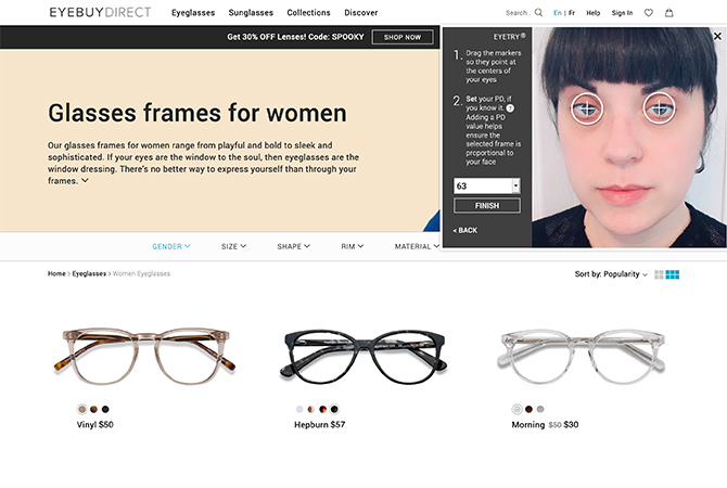 EyeBuyDirect Încercați ochelarii online