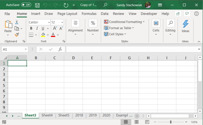 Puncte de filă Excel Scroll