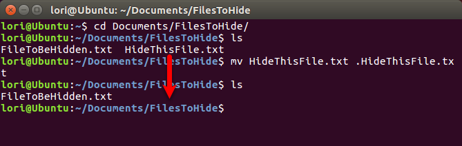 Ascundeți un fișier folosind terminalul în Linux