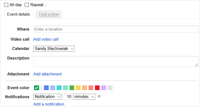caracteristici Google calendar web