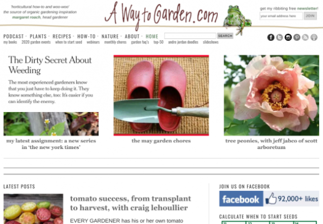 Margaret Roach „Un drum spre grădină” este unul dintre cele mai bune site-uri web și bloguri de grădinărit de pe internet, cu o mulțime de instrumente gratuite și un podcast