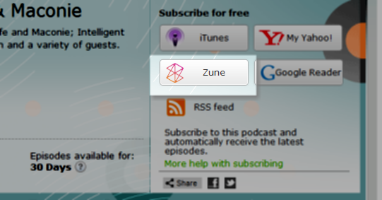 Software de gestionare a podcast-urilor zune