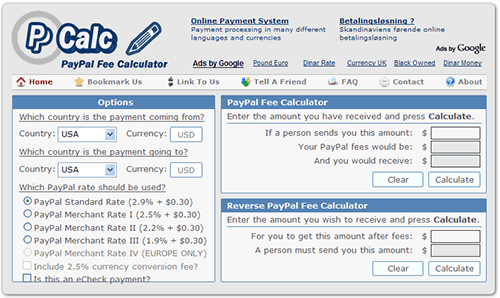 PPCalc - Calculator de taxe PayPal online