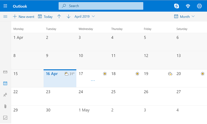 Outlook web app de calendar