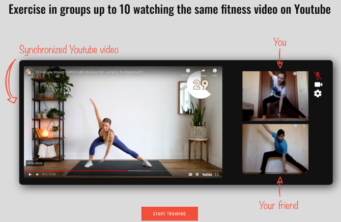 Spațiul Co-Train vă permite să exersați videoclipuri YouTube în direct cu până la 10 prieteni pe webcam