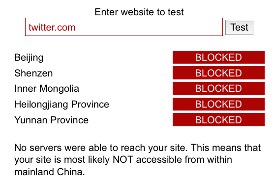 listă de site-uri web blocate în Republica Populară Chineză