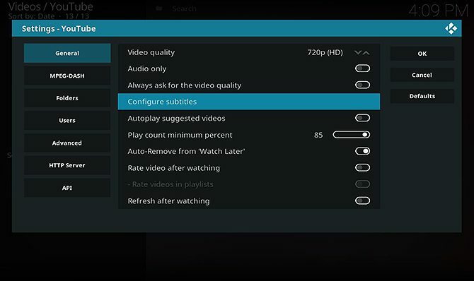 Cum se instalează și se folosește complementul YouTube Kodi - configurați subtitrările
