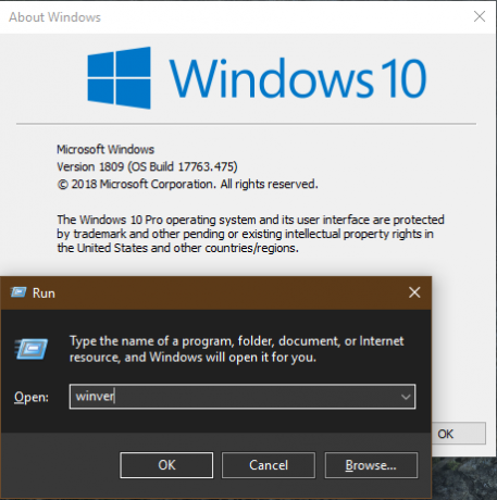 Comanda Windows 10 winver