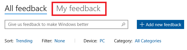 feedback-ul Windows 10 îți concentrează feedback-ul