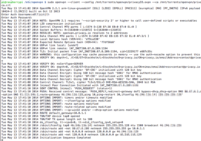 OpenVPN-conexiune de ieșire