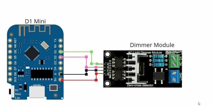 diagramă pentru a face un dimmer inteligent de lumină bazat pe wi-fi sau un controler de viteză a ventilatorului