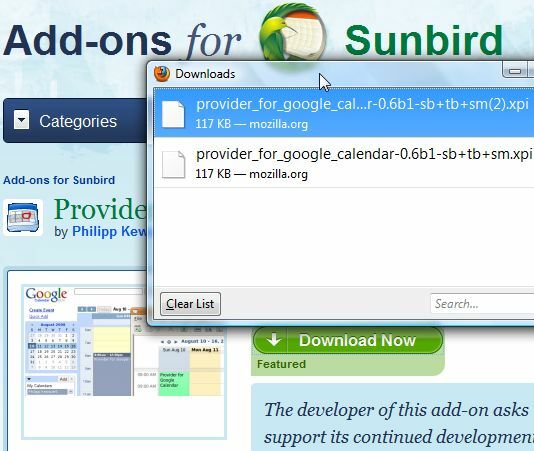 Mozilla sunbird google calendar sync