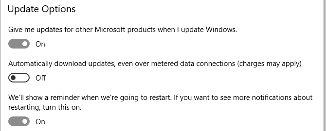 Opțiuni de actualizare Windows 10