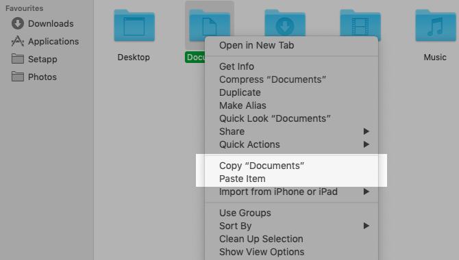 Copiați și lipiți opțiunile din meniul contextual al Finder pe Mac