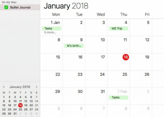 Utilizarea Calendarului pentru un jurnal cu buline pe Mac