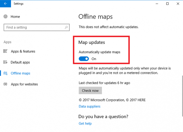 Setări hărți actualizare offline Windows 10