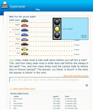 TypeRacer - Joc de tastare