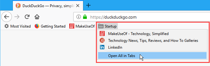 Deschideți toate marcajele din filele din Firefox