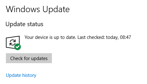 starea actualizării Windows 10