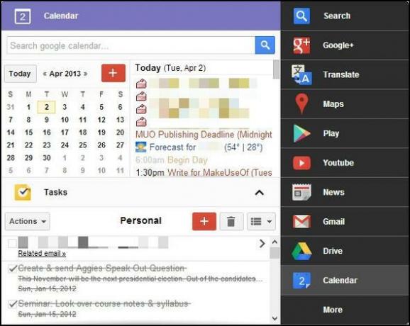 Meniu negru: accesați toate serviciile Google într-un singur meniu [Chrome] Gcal