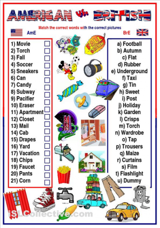 American vs. Cuvinte britanice