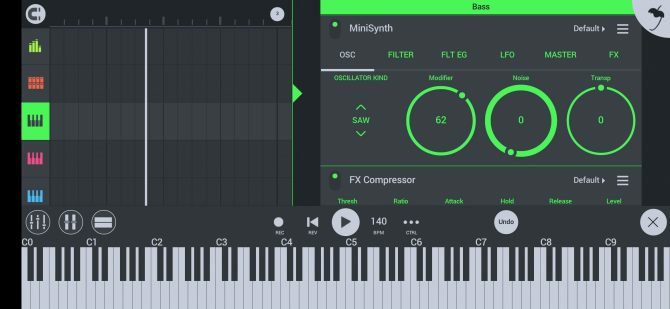 layout-ul ecranului FL Studio cu afișaj pentru pian roll