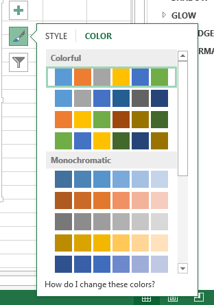 Presetări de culori Excel