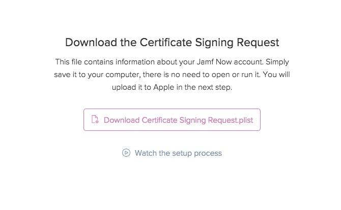 jamf now apple download csr