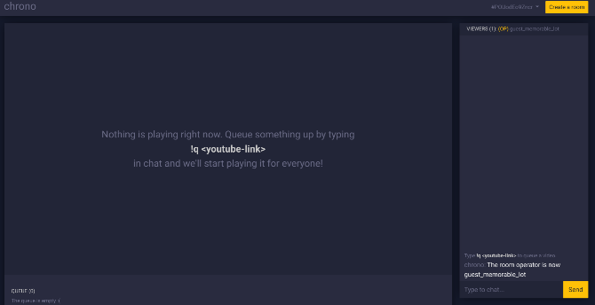 Chrono Tube este o sală de chat anonimă pentru a partaja și viziona videoclipuri YouTube împreună