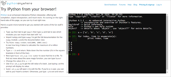 Încercați Python în browserul dvs. Cu aceste Shell-uri interactive online gratuite Python interprete online ipython