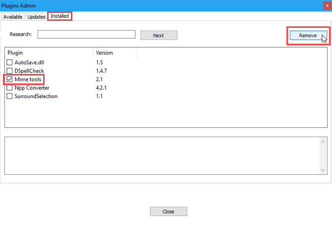 Eliminați un plugin inclus în Notepad ++