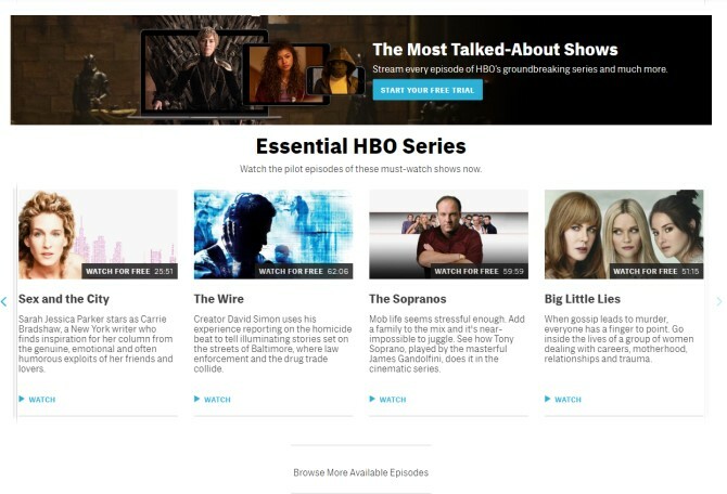 Urmăriți gratuit site-urile web HBO