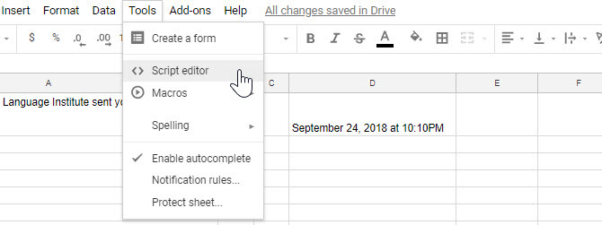 editor de script google sheet