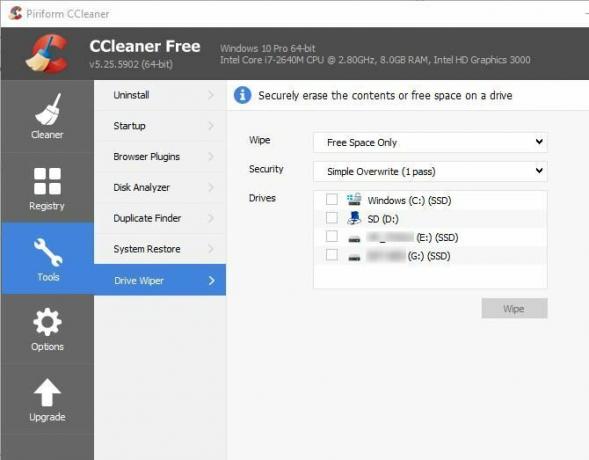 6 sfaturi CCleaner și trucuri pentru curățarea eficientă a computerului 04 Ștergătorul unității CCleaner