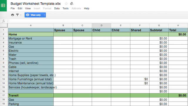 familie-buget de calcul tabelar-Excel-simplu-starter