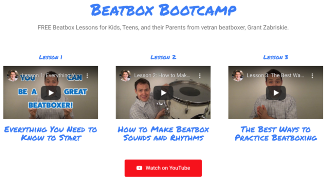 Beatbox Bootcamp vă învață cum să beatbox gratuit în trei lecții video YouTube
