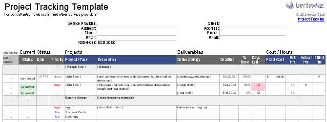 Un șablon Excel pentru a urmări mai mulți clienți, proiecte sau livrări.