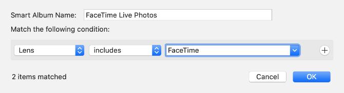 FaceTime Live Photos Filtre inteligente cu album