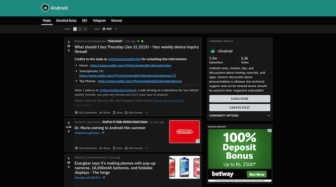 Subreddit pentru Android