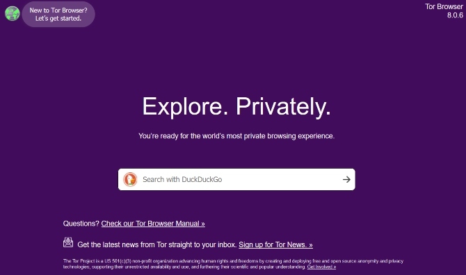 Motorul de căutare Tor Browser privat DuckDuckGo