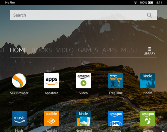 versiuni android amazon fire10 homeescreen