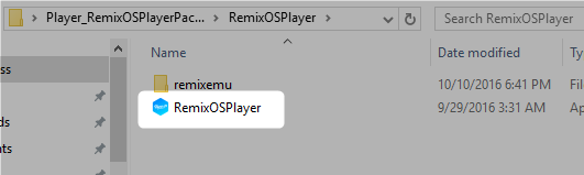 Rulați folderul ZIP Remix OS Player