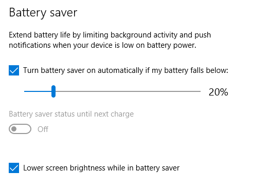 economisirea bateriei Windows 10 luminozitatea ecranului