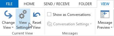 Fila Setări Vizualizare curentă Outlook